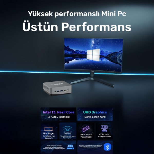 RaXius MP AD16 i3 UHD13-315U i3-1315U Mini PC - Görsel 2